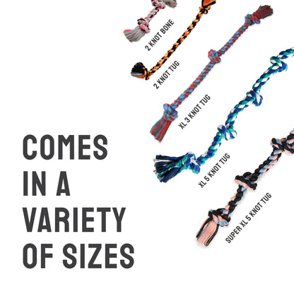 Flossy Chews Cottonblend 5 Knot Tug Rope Dog Toy, Super XL, 72", Assorted Colors