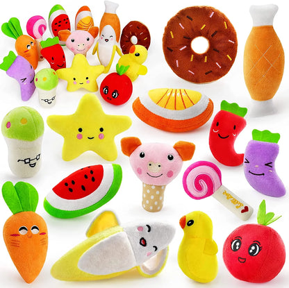 Dog Squeaky Toys for Small Dogs, 12 Pack Puppy Toys for Teething Cute Small Dog Toys Stuffed Plush Dog Toy Bundle Natural Cotton Puppy Rope Toy Dog Chew Toys for Puppies Pet Toys for Dogs